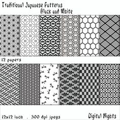 four different patterns with black and white background