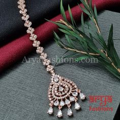 Oval Rose Gold Silver CZ Mang Tika/ Tikka Gold Mang Tika, Mang Tika, Mang Tikka, Cz Stone, Gold Finish, Or Rose, Mint Green, Favorite Jewelry, Silver Gold