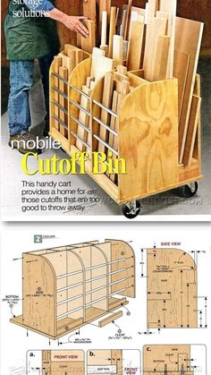 a wooden cart with lots of wood in it and instructions on how to use it