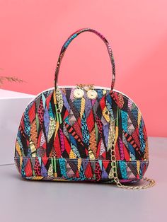 Qteee - All Over Print Satchel Bag - Women Satchels Product Description Color Multicolor Strap Type Double Handle Pattern Type Graphic Style Fashionable Bag Size Small Quantity 1 piece Type Top Handle Bag Coating 100% Polyurethane Composition 100% Polyurethane Material PU Leather Size Chart INCH CM Size Bag Width Bag Height Bag Length Strap Length one-size 2.8 6.3 8.7 47.2 Size Bag Width Bag Height Bag Length Strap Length one-size 7 16 22 120 Similar Products Dome Bag, Pu Leather Bag, Graphic Style, Body Love, Satchel Bag, Square Bag, Bag Women, Olivia Mark, Satchel Bags