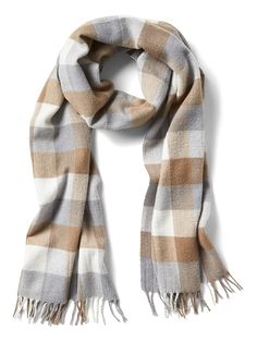 Banana Republic Buffalo Check Scarf Size One Classic Scarves For Cold Weather In Fall, Classic Scarves For Fall And Cold Weather, Classic Plaid Scarves For Fall, Casual Plaid Wool Scarf, Casual Wool Plaid Scarves, Classic Plaid Scarves For Winter, Check Scarf, Checked Scarf, Large Scarf