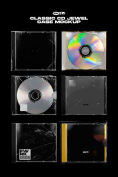 various cd cases with different colored cds in them