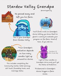 an info sheet describing how to use stardew valley granota