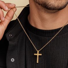 Introducing our exquisite personalized stainless steel cross necklace for men, a timeless and meaningful piece that adds a touch of faith to any outfit. This stunning necklace is available in both silver and gold finishes, allowing you to choose the one that perfectly suits your style. Made with high-quality stainless steel, this necklace is durable and long-lasting, making it a perfect gift for yourself or a loved one. Add a custom touch by personalizing it with a name, date, or special message Personalized Crucifix Cross Necklace, Minimalist Personalized Cross Pendant Necklace, Stainless Steel Cross Pendant Necklace For Gift, Gift Stainless Steel Cross Pendant Necklace, Personalized Cross Necklace Pendant As Gift, Personalized Cross Necklace For Father's Day, Father's Day Stainless Steel Cross Pendant Necklace, Father's Day Stainless Steel Cross Necklace, Personalized Cross Pendant Necklace For Anniversary