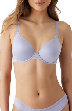 Exceptional support paired with unbelievable comfort makes this T-shirt bra an obvious choice for everyday wear. J-hook converts bra from classic style to racerback 77% nylon, 23% spandex Hand wash, line dry Imported T-shirt Bra, Wacoal Bras, Future Foundation, Purple Lace Bra, Racer Back Bra, Bra Sets, Comfortable Bras, Balconette Bra, Racerback Bra