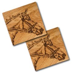 Show Jumper Horse Engraved Oak Coasters - Set of 2 Oak Coasters, Kentucky Derby Invitations, Derby Invitations, Kentucky Derby Decorations, Show Jumper, Brown Dinnerware, Cat Towel, Black Dinnerware, Fox Decor