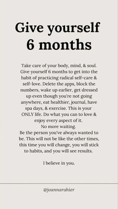 Self love, quotes, 6 months to change your life Monthly Challenges, Glow Up, Self Care Bullet Journal, Self Quotes, Start Today, Wise Quotes, Affirmation Quotes