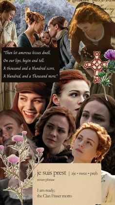 a collage of women and flowers with the words le suis prest on it