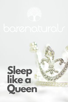 a white tiara with the words sleep like a queen on it's side