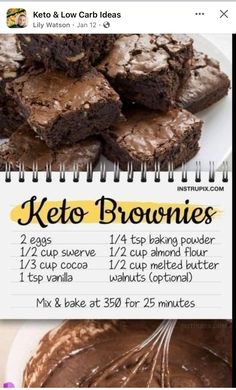 the recipe for keto brownies is shown