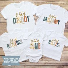 Wild One 1st Birthday Boy Outfit, The Wild One Theme First Birthday Family Matching Shirt, Dad Mama of the Wild One, Mommy and Me Tshirts SHIRT DETAILS Experience comfort and style with our exceptional cotton shirt. Crafted from 100% soft cotton fibers (fiber content may vary for different colors), this shirt offers a luxurious feel against your skin. We proudly present two variants to cater to your needs: Adult and Youth Shirts are skillfully designed using the Bella + Canvas 3001 fabric, while Wild One Tshirts, Themed White T-shirt With Letter Print, White Themed Letter Print Top, Themed Cotton T-shirt With Name Print, White T-shirt With Letter Print For First Birthday, Family Matching Letter Print T-shirt For First Birthday, Customizable White T-shirt For First Birthday, Custom Print White T-shirt For First Birthday, White Custom Print T-shirt For First Birthday