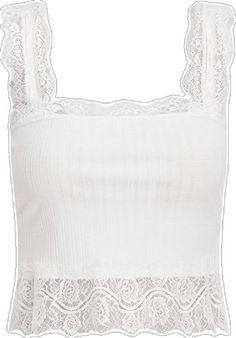 Chic Cropped Lace Trim Tank Top, Spring Lace Trim Cropped Camisole, Trendy Stretch Camisole With Lace Trim, Trendy Stretch Tank Top With Lace Trim, Chic Spaghetti Strap Crop Top With Lace Trim, Trendy Fitted Tops With Crochet Trim, Trendy Lace Crop Top With Lace Trim, Chic Cotton Tank Top With Lace Trim, Cotton Lace Trim Crop Top Tank