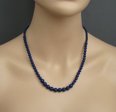 Lapis blue Swarovski pearls necklace is available in 16 inches (40.5cm), 18 inches (45.5cm) and 20 inches (51cm) long and it has an extension 2 inches (5cm) long. Please select the length for necklace. Materials and sizes: The Swarovski pearls are made in Austria. Pearls are 8mm, 6mm and 4mm Color: Lapis blue Sterling silver chain clasp and crimps The necklace will be shipped in a small gift box. If you need more quantity? Contact us. We'd be happy to make custom pieces for you as well! Thank yo Blue Single Strand Pearl Necklace For Formal Occasions, Formal Blue Single Strand Beaded Necklace, Formal Blue Single Strand Pearl Necklace, Classic Blue Pearl Necklace For Gift, Swarovski Pearl Necklace, Blue Pearls, Bridal Jewels, Lapis Blue, Pearls Necklace