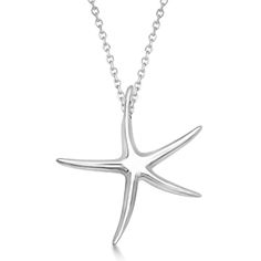 Affordable Silver Starfish Necklace, Sterling Silver Starfish Charm Pendant Necklace, Sterling Silver Pendant Necklace With Starfish Charm, White Gold Sterling Silver Starfish Jewelry, Sterling Silver Starfish Necklace With Star Charm, Sterling Silver Starfish Charm Jewelry, Gold Beach Jewelry, Modern Silver Necklace, Island Jewelry