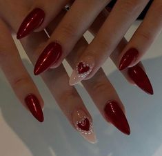 Cherry Wine Nails, Hoco Nails, Wine Nails, Cherry Wine, Nails Prom, Going Viral, Nails 2024, Xmas Nails, Heart Nails