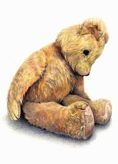 a drawing of a teddy bear sitting on the ground