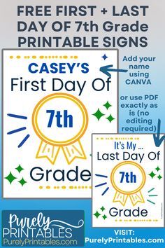 an image of the first day of school with free printables for each student