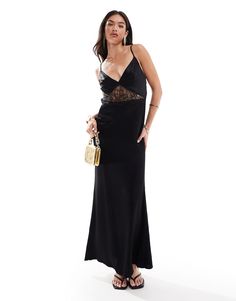 Kjoler fra SNDYS An applaus til kjolen V-hals Blondepaneler ved taljen Nedringet ryg Regular fit Backless Maxi Dress, Satin Cami, Backless Maxi Dresses, Lace Insert, Maxi Dress Trend, Neck Lace, Orange Dress, Linen Dresses, Tea Dress