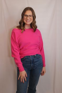 Feminine and classic hot pink ribbed knit top with boat style neckline. details & fit: fits true to size. 50% viscose, 28% polyester, 22% nylon measurements: small/medium: bust 43"/ waist 31"/ length 23" medium/large: bust 45"/ waist 33"/ length 24" model details: model is 5'7" and wearing size small/medium Pink Knit Sweater With Ribbed Neckline, Chic Pink Ribbed Knit Top, Spring Boat Neck Knit Top, Spring Knit Boat Neck Top, Boat Style, Neckline Details, We Are Forever, Boat Fashion, Pink Ribbed