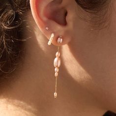 Pink Pearl Palazzo Earrings (pair) | Catbird Elegant Rose Gold Earrings With Dangling Beads, Diamond Signet Ring, Pearl And Diamond Necklace, Detailed Ring, Locket Charms, Pearl Gemstone, Pink Pearl, Engagement Ring Wedding Band, June Birth Stone