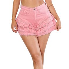 Pink Denim Ruffled Tiered Shorts. High Waisted Great Stretch. Vibrand Miu Is The Denim Vendor Used By Fashion Nova, Akira And Shein. $10 Is Final Price Same Day Shipping Brand New Never Worn Great Stretch High Waist High Waist Cotton Bottoms With Ruffles, High Waist Cotton Ruffle Shorts, Pink Denim Shorts With Frayed Hem, Flirty Cotton Bottoms With Short Length, Flirty Cotton Shorts, Flirty Cotton Short Length Bottoms, Trendy Fitted Shorts With Ruffles, Trendy Fitted Ruffle Shorts, Trendy Fitted Ruffled Shorts