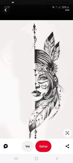 an image of a woman's face with feathers on her head and the words salvar above it