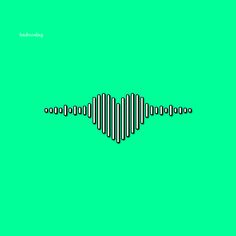 a green background with black and white lines in the shape of a heart on it