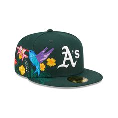 New Era Oakland Athletics Blooming 59/50 Fitted Hat (60243445) Custom Fitted Hats, Athletics Logo, Dope Hats, Hat Aesthetic, Yankees Logo, 59fifty Hats, New Era Hat, New Era Hats, Blue Fits