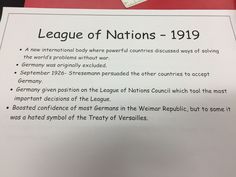 a piece of paper with the words league of nations written on it