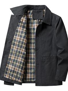 Men's Jacket Windproof Daily Wear Vacation Going out Single Breasted Turndown Streetwear Stylish Business Jacket Outerwear Plain Button Pocket Black khaki Army Green Business Jacket, Black Khakis, Outerwear Jackets, Army Green, Single Breasted, Men's Jacket, Daily Wear, Mens Jackets, Going Out