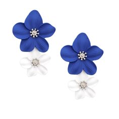 Blue White Sorority Flower Earrings Monies Jewelry, White Flower Earrings, Stud Drop Earrings, White Flower Earring, Sorority Events, Evening Gowns Elegant, Flower Stud, Personalized Decor, Fashion Jewelry Earrings