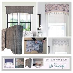 DIY Curtain Valance Kit, No-Sew Home Decor, Rod Pocket - Walmart.com Window Toppers Ideas Valances, Curtain Valance Ideas, Kitchen Window Treatments Diy, Box Valance, Living Room Valances, Modern Valances