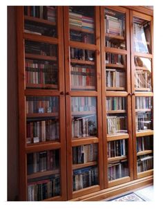 a large book case filled with lots of books