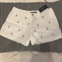 White Polo Ralph Lauren Shorts. Nwt. Size 6 White Fitted Cotton Shorts, White Fitted Preppy Shorts, White Preppy Cotton Shorts, Casual Fitted White Shorts, White Fitted Casual Shorts, Preppy Fitted Cotton Shorts, Shorts Pattern, French Terry Shorts, Polo Ralph Lauren Shorts