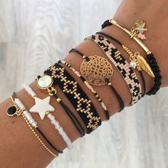 Gold Pandora, Bracelets Trendy, Bead Loom Bracelets, Bohemian Bracelets, Bead Bracelets, Diy Schmuck, Bijoux Diy, Trendy Jewelry, Pandora Jewelry