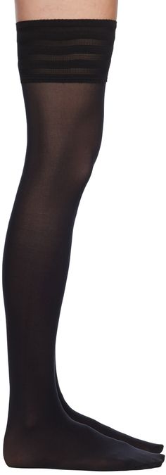 Semi-sheer thigh-high stretch nylon jersey socks in black. · 50 denier · Silicone bands at rib knit elasticized cuffs Supplier color: Black Black Knee-high Nylon Socks, Black Nylon Knee-high Socks, Classic Stretch Knee-high Legwear, Classic Thigh High Tight Legwear, Classic Solid Color Knee-high Legwear, Elegant Black Thigh High Socks, Black Stretch Nylon Knee-high Socks, Classic Thigh High Tight Hosiery, Classic Tight Thigh High Hosiery