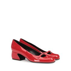 Chic Red Heels With Glossy Finish, Red Patent Leather Heels With Sculpted Heel, Red Glossy Heels For Formal Occasions, Red Patent Leather Heels For Work, Little Top Big Pants, Indie Alt, Low Heel Pumps, Sergio Rossi, Aesthetic Vintage