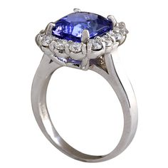 Stamped: 14K White GoldTotal Ring Weight: 5.5 GramsRing Length: N/ARing Width: N/AGemstone Weight: Total Natural Tanzanite Weight is 3.92 Carat (Measures: 9.65x8.45 mm)Color: BlueDiamond Weight: Total Natural Diamond Weight is 1.05 CaratColor: F-G, Clarity: VS2-SI1Face Measures: 14.80x13.43 mmSku: [702689W] Luxury Sapphire Ring With Round Stone For Formal Occasions, Fine Jewelry Platinum Gemstones For Formal Occasions, Elegant Tanzanite Wedding Ring With Prong Setting, Exquisite Sapphire Ring For Formal Occasions, Formal Platinum Gemstones Fine Jewelry, Formal Sapphire Halo Ring Cushion Cut, Elegant Halo Ring With Round Stone For Formal Occasions, Formal Sapphire Cushion Cut Halo Ring, Formal Cushion Cut Sapphire Halo Ring