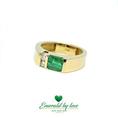 Available - 100% Buyer satisfaction 15 Days Return. Buyer pays for return shipping. [See Details](index.php/en/about/returns) * * * Material: 18k Yellow gold Gemstone: Colombian Emerald Size: 9 Adjustable: Yes Emerald: 1.43 ct Embrace masculine elegance with our distinctive men's ring featuring a central emerald weighing 2.1 carats, flanked by two brilliant diamonds. Crafted in white gold, this ring seamlessly blends strength with sophistication. The carefully chosen emerald takes center stage, exuding its vibrant color and natural allure. Please do not hesitate to contact us on [Whatsapp](https://wa.me/573194782525?text=) or through [customerservice@emeraldbylove.com](mailto:customerservice@emeraldbylove.com) Please note that the images and videos of the products on our website are for re Luxury Yellow Gold Emerald Ring For Anniversary, Luxury Green Signet Ring For Anniversary, Luxury Hallmarked Emerald Signet Ring, Luxury Hallmarked Emerald Cut Signet Ring, Luxury Diamond Rings With Certificate Of Authenticity, Classic Diamond Ring With Certificate For Anniversary, Classic Formal Diamond Ring With Certificate Of Authenticity, Luxury 14k Stamped Emerald Cut Emerald Ring, Luxury 14k Stamped Emerald Anniversary Ring