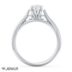 a white gold engagement ring with an intricate design