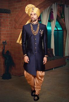 Handcrafted Designer Sherwani Achkan for groom & his friends & Family made from the finest silk fabric will make you feel like a king.you can customize it according to your measurement as the fitting make it more beautiful to wear. COST INCLUDED SHERWANI & PANTS Mens Wear Wedding, Groom Dress Men, Indian Groom Wear, Wedding Dresses Men Indian, Sherwani Groom, Western Suits, Wedding Sherwani, Indian Kurta, Wedding Dress Men