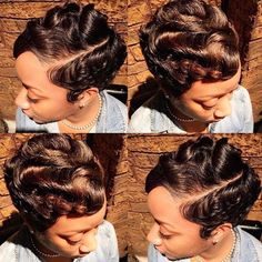 Fingerwaves Short Hair Black, Black Pixie, Cut Life, Short Hair Black, Haute Hair, Finger Waves