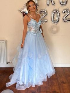 Blue Sixteen Dresses, Best Prom Dresses Light Blue, Blue Sweet 16 Dresses Tulle, Sweet Sixteen Dresses Prom Dress Shop, Light Blue Prom Dress Two Piece, Blue Sweet16 Dresses, Cute Prom Dresses Long Light Blue, Pretty Sweet 16 Dress, Light Blue Sparkly Dress Prom