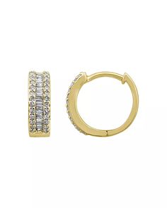 Bloomingdale's - Diamond Baguette Hoop Earrings in 14K Yellow Gold, 0.25 ct. t.w. - 100% Exclusive 14k Gold Hoop Earrings With Baguette Diamonds, Small Hoop Huggie Earrings With Baguette Diamonds, Classic Huggie Earrings With Baguette Diamonds, Yellow Gold Round Diamond Earrings With Baguette Diamonds, Small Hoop Diamond Earrings With Baguette Diamonds, Small Hoop Yellow Gold Earrings With Baguette Diamonds, Small Hoop Earrings With Baguette Diamonds In Yellow Gold, Small Hoop Earrings In Yellow Gold With Baguette Diamonds, Baguette Cut Diamond Huggie Earrings For Anniversary