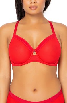 This molded-cup bra with encased underwire support and power-mesh wings gives you a naturally lifted shape and a smooth fit. 88% nylon, 12% spandex Hand wash, line dry Imported Women's Clothing Black Owned and Founded Pretty Bras, Best Bras, Sheer Bra, Bra Size Charts, Mesh Bra, Unlined Bra, Full Coverage Bra, Plus Size Bra, Everyday Bra