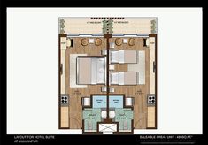 the floor plan for an apartment with two separate rooms