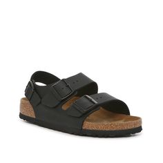 Birkenstock-Milano Sandal - Women's Summer adventures call for an casual shoe that will keep you comfortable. The Milano sandal from Birkenstock offers the support that you expect from the brand, now with a redesigned back strap to keep your shoes in place. Complete with a classic silhouette that matches with all your favorite ensembles. Casual Black Double Strap Slingback Sandals, Casual Sport Sandals With Leather Footbed And Open Heel, Casual Open Heel Sandals With Textured Footbed, Casual Cushioned Slingback Footbed Sandals, Casual Slingback Sandals With Branded Insole And Round Toe, Casual Footbed Sandals With Removable Insole, Casual Footbed Sandals With Rubber Sole And Open Heel, Casual Double Strap Sandals With Cork-bed Midsoles, Casual Sandals With Removable Insole And Double Strap