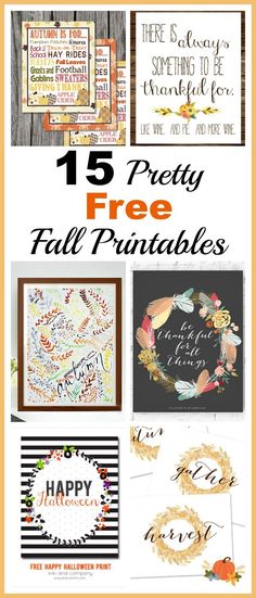 the 15 pretty fall printables are on display