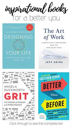 four books with the title, inspirational book lists for a better you designing your life