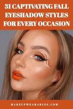 Fall Eyeshadow Looks Makeup Ideas Red Eyeshadow, Eyeshadow Looks Orange, Autumn Eyeshadow Looks, Eyeshadow Looks Glitter, Dark Red Eyeshadow, Eyeshadow Looks Easy, Autumn Eyeshadow, Easy Eyeshadow Looks